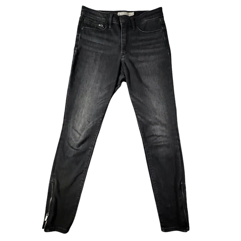 Athleta Sculptek Skinny Jeans‎ Women 4 Black Ankle Zip Stretch Denim 486287-00
